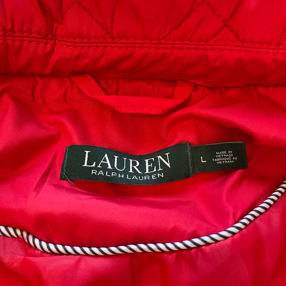 Lauren Ralph Lauren Quilted Jacket Coat Red Size L - Picture 7 of 9
